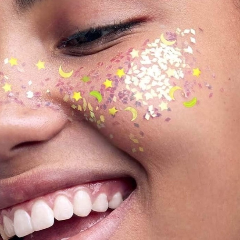 Lot 3pc NYX Glitter Goals Eyeshadow Palette Brush Gold Body Glitter Festival NWT - Picture 6 of 8